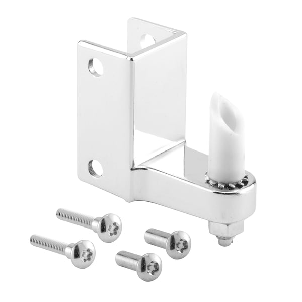 Post Mounted Gravity Pivot Hinge, 1in, Zamak, Chrome Finish, 1/2in Pintle, Bottom Hinge
